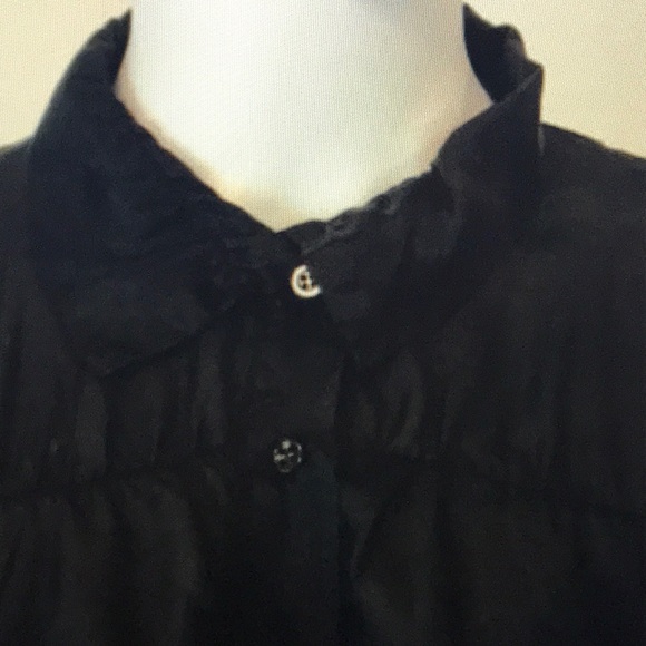 PETE & GRETA black silk ruffled dress S - Picture 3 of 8